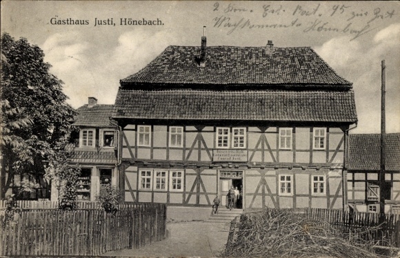 Postcard Hönebach Wildeck in Hessen, Gasthaus Justi