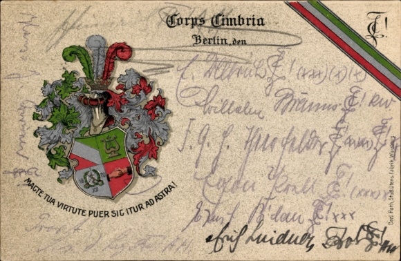 Studentika Postcard Berlin, Corps Cimbria, Coat of Arms, RSC