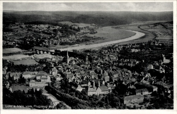 Ak Lohr am Main Neder-Franken, luchtfoto