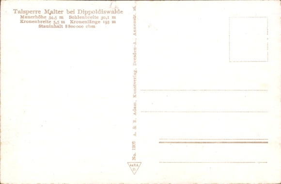 Postcard Malter Dippoldiswalde, Malter Dam, dam with waterfall basin and power plant