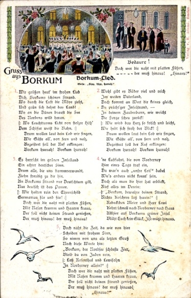Judaika Song Postcard Borkum Song, Flat Feet, Anti Jewish