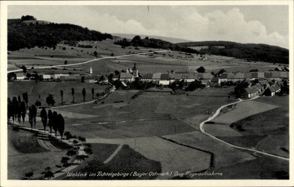 Postcard Waldeck Kemnath in the Upper Palatinate, aerial photograph