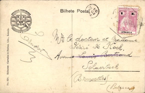 Postcard Luanda Angola, Estacao do Caminho de Ferro, train station, street side