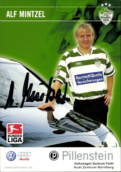 Autograph card footballer Alf Mintzel, SpVgg Greuther Fürth, autograph