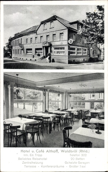 Postcard Waldbröl in the Oberberg district, Hotel and Café Althoff, interior view