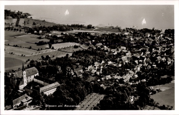 Ak Dießen am Ammersee Oberbayern, Fliegeraufnahme