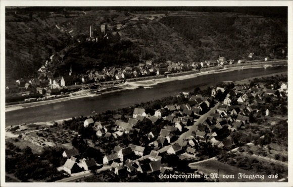 Postcard Stadtprozelten am Main Unterfranken, aerial photograph