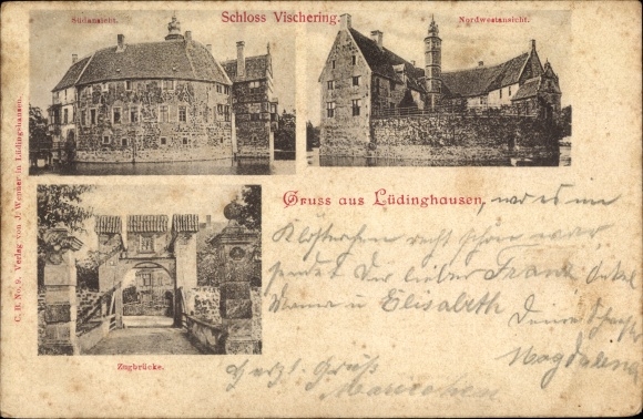 Postcard Lüdinghausen Münsterland, Vischering Castle, drawbridge