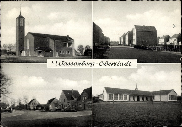 Ak Wassenberg Oberstadt im Kreis Heinsberg, Stadtansichten, Siedlung, Kirche