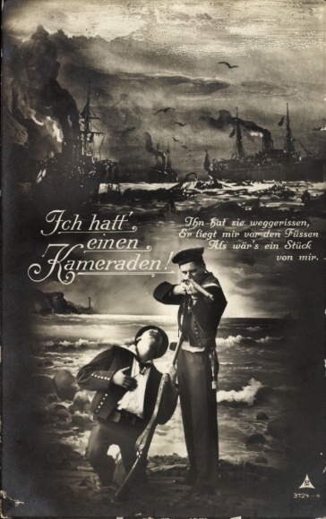 Ak Ich hatt' einen Kameraden, deutsche Seeleute, Gewehr, Kriegsschiffe, Kaiserliche Marine
