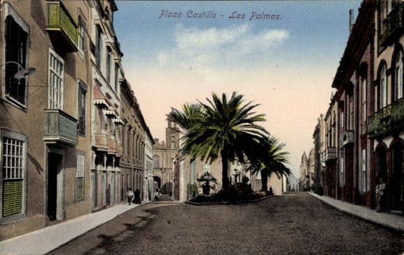 Postcard Las Palmas de Gran Canaria Canary Islands, Plaza Castillo