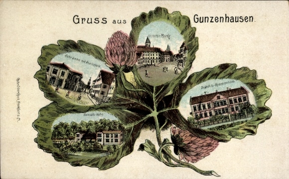 Kleeblatt lito Gunzenhausen w środkowej Frankonii, Dolny Rynek, Schranne, Szkoła Średnia, Szpital