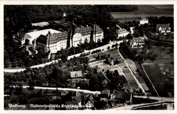 Postcard Backnang in Württemberg, aerial photograph, National Political Education Institute, Napola