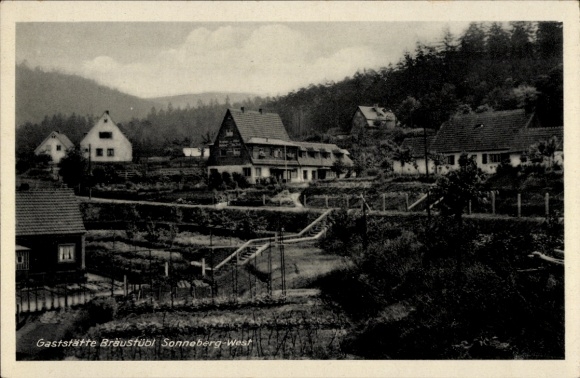 Ak Sonneberg in Thüringen, Gaststätte Bräustübl, Bahnhof