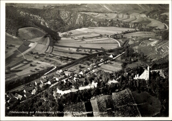 Postcard Altenbamberg, aerial photograph, Altenbaumburg Castle