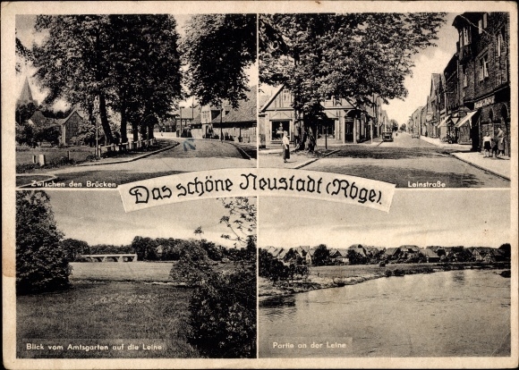 Postcard Neustadt am Rübenberge, Leinstrasse, Leinepartie, between the bridges