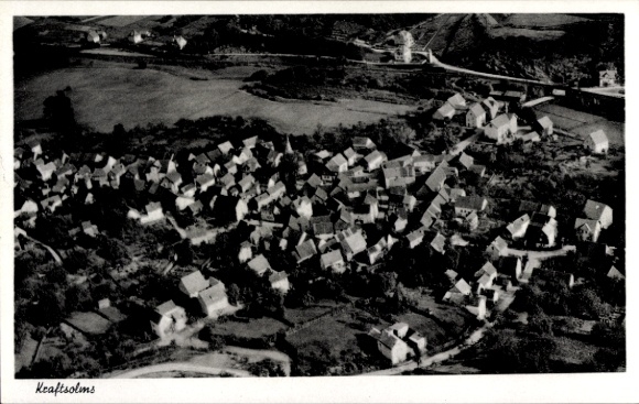 Postcard Kraftsolms Waldsolms in Hesse, aerial photograph