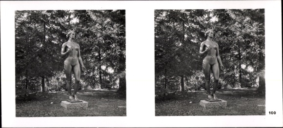Stereo Raumbild Foto "Deutsche Plastik unserer Zeit", Nr. 100 Stehende Frau, Bildhauer Josef Thorak