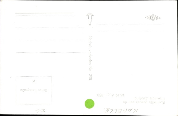 Postcard Royal visit to the Province of Zeeland, 1950, Ehrenmal, Kranzniederlegung