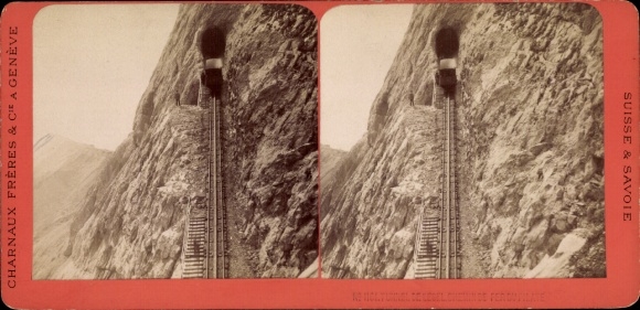 Stereo Photo Canton Obwalden, Pilatus Railway, Cog Railway