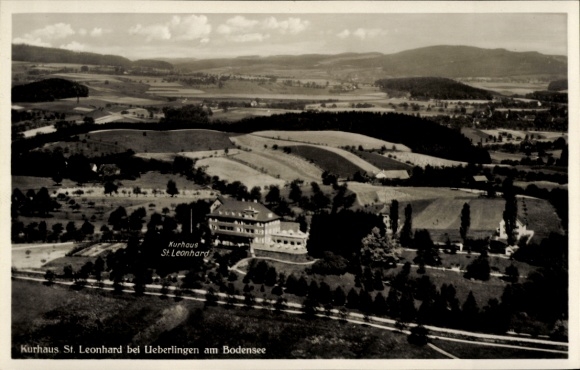 Postcard Überlingen on Lake Constance, Kurhaus St. Leonhard, aerial photograph