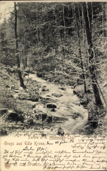 Postcard Edle Krone Klingenberg in the Ore Mountains, Höckenbachtal, river view
