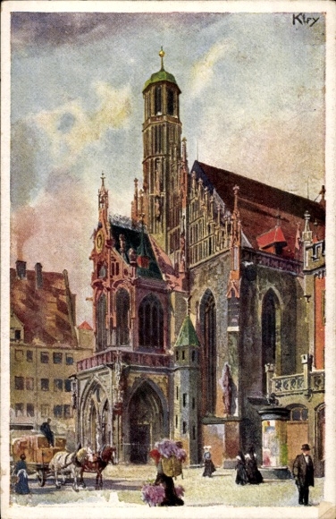Artist Postcard Kley, Heinrich, Nuremberg, Frauenkirche