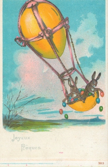 Glitter Chromo-Litho Congratulations Easter, Easter Bunny, Easter Eggs, Balloon