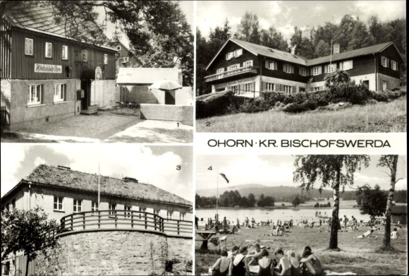 Ak Ohorn in Saksen, Mittelschänke, jeugdherberg, buitenzwembad, kleuterschool