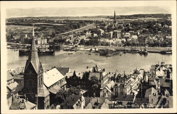 PC Flensburg in Schleswig Holstein, Jürgensby, aerial photo, church
