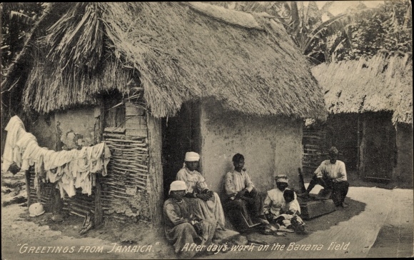 Ak Jamaica, nach tagelanger Arbeit auf dem Bananenfeld