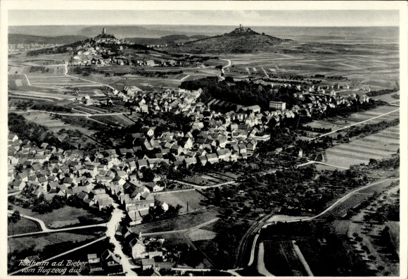 Postcard Rodheim Bieber Biebertal in Hesse, aerial photograph