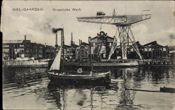 Postcard Gaarden Kiel, Krupp'sche Werft