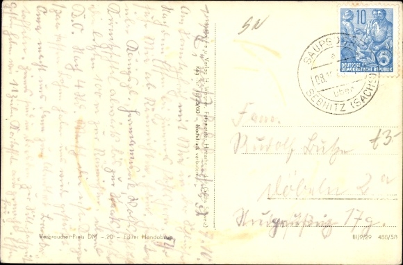 Postcard Räumicht Saupsdorf Sebnitz in Saxony, street section