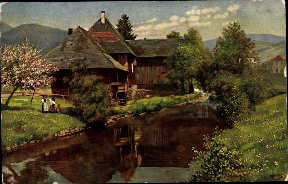 Artist PC Hoffmann, H., Schönau in the Black Forest, old house on the meadow