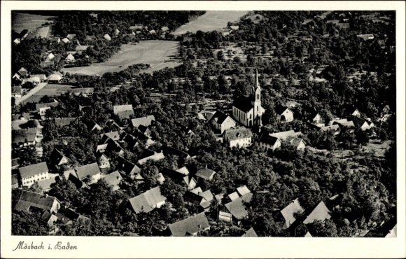 Postcard Mösbach Achern in Baden Black Forest, aerial photograph