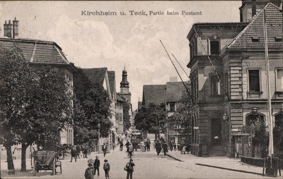 Postcard Kirchheim unter Teck Württemberg, street section near the post office