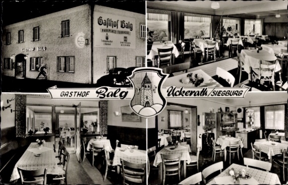 Postcard Siegburg an der Sieg, Gasthof Balg, guesthouse, restaurant, terrace, Siebengebirge