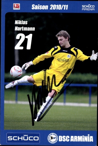 Autograph card footballer Niklas Hartmann, DSC Arminia Bielefeld, autograph