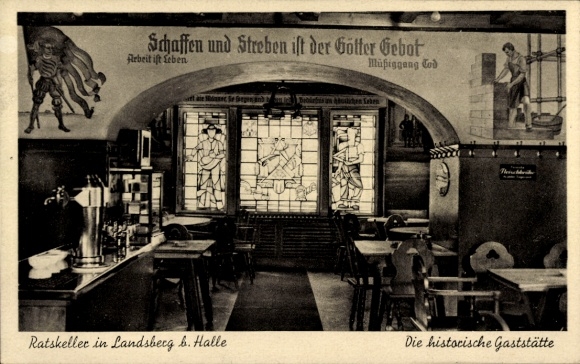 Postcard Landsberg im Saalekreis, Ratskeller, historic restaurant