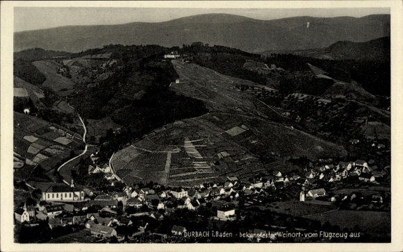 Postcard Durbach in Baden, aerial photograph