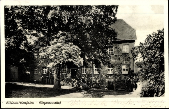 Postcard Lübbecke in East Westphalia, view from Burgmannshof