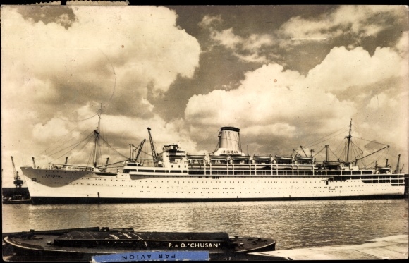 foto Ak Peninsular Oriental Steam Navigation, P&O, Chusan, stoomboten, stoomboot
