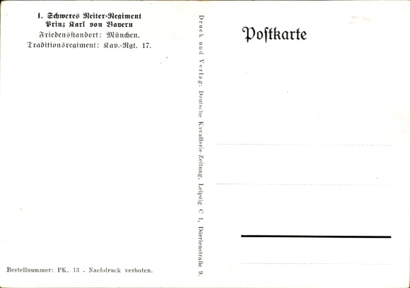 Artist PC Döbrich Steglitz, 1st Heavy Cavalry Regiment Prince Karl of Bavaria