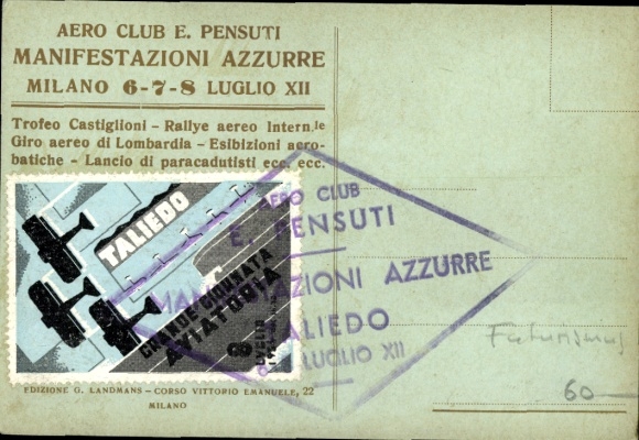 Maximum PC Milano Milan Lombardia, Grande Giornata Aviatoria 1934