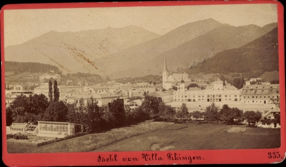 CdV Bad Ischl in Upper Austria, view of the village from Villa Sikingen