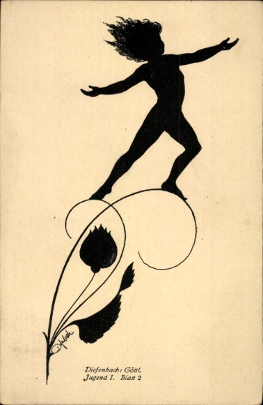 Paper cutting artist Postcard Diefenbach, Divine Youth 1, Part 2
