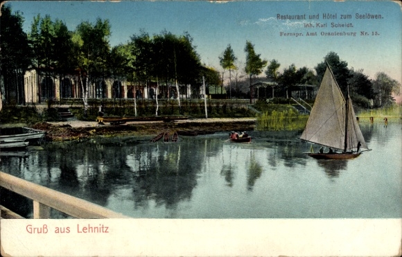 Postcard Lehnitz on the Nordbahn Oranienburg, Restaurant Hotel zum Seelöwen