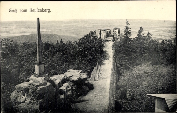 Postcard Oberlichtenau Pulsnitz in Saxony, Keulenberg, view from the obelisk, ruins, forest landscape