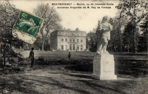 Ak Montmorency Val d’Oise, Statuen, Gebäude, Bäume, 